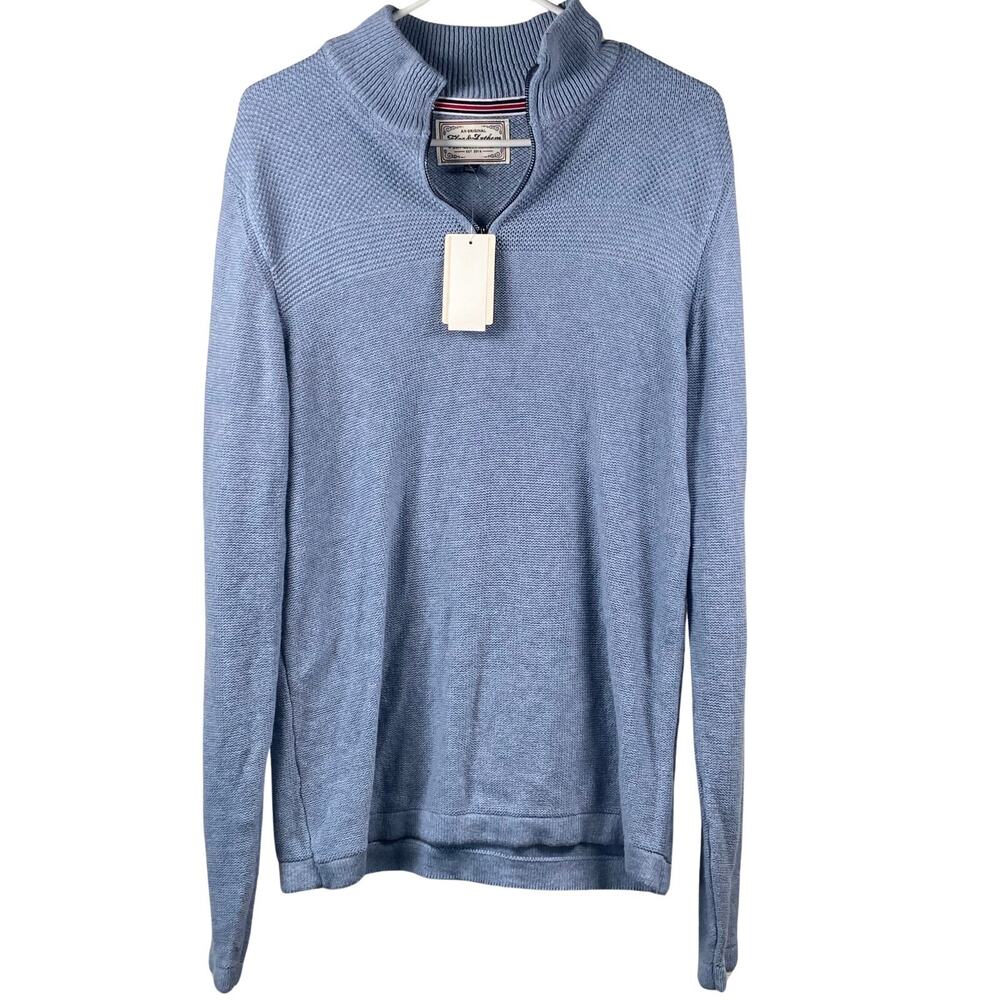 Flag & Anthem Quarter Zip Pullover Sweater Textured Cotton Size Small NWT